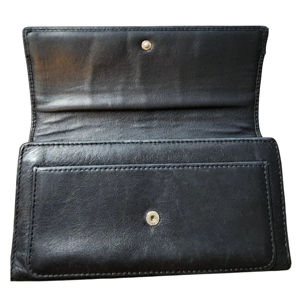 Coach Black Leather Slim Envelope Wallet with Exterior Zipper Pocket Classic‎